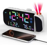 R�veil projecteur num�rique - swapy - xm9909 - radio fm - double alarme - �cran led 8 - projection 180� ...