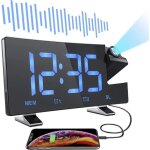 Rveil projection radio rveil projecteur 180lettre bleuhorloge numrique gros chiffres 12 / 24h snooze ...
