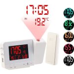 Réveil à projection et station météo sans fil 2 en 1 - blanc Réveil à projection et station météo sans fil 2 en 1 - blanc