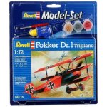 Maquette fokker dr. 1 triplan - revell - 1 / 72 - 37 pices - 3 peintures aqua color
