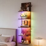 Rgb lampadaire avec �tag�res flottantes 5 niveaux app & t�l�commande led �tag�re murale biblioth�que ...