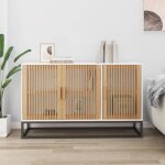 Buffet bas - duokon - rhododendro - bois dingnierie - 2 portes - blanc - 105x30x65 cm