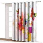 Rideau 1 panneau 140x240cm rideau occultant abstrait avec motif floral et feuilles carrscercles rondsimages ...