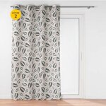 Lot de 2 rideaux ?illets 140 x 260 cm polyester alma - motif feuillage noir et blanc sur beige
