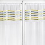 Rideau droit � la paire en etamine rayures horizontales vert clair 70x160 cm