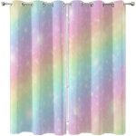 Rideau art abstrait occultant - arc en ciel - 60x120cm - multicolore - passe - tringle