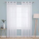 Rideau blanc - voilage rideaux de fenêtre lumière filtrer demi transparent rideaux à oeillets draperies ... Rideau blanc - voilage rideaux de fenêtre lumière filtrer demi transparent rideaux à oeillets draperies ...