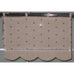 Rideau cantonniere lin brod rouge dimensions :45 x 28 cm