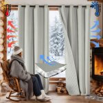 Rideaux en coton matelass� coupe - vent chauds �pais et isolants thermiques et occultants 132 cm x 213 ...