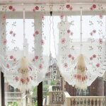 Rideau court avec broderie florale - zgeer - style maison de campagne - translucide - 80 x 130 cm - 2pcs ...
