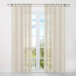 Rideaux courts voilage fentre passe - tringle sable h / l 245 x 145 cm en voile avec ruban  volants ...