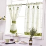 Rideaux courts voilage fenêtre store romain brise - bise en lin vert - l - h 130x120cm Rideaux courts voilage fenêtre store romain brise - bise en lin vert - l - h 130x120cm