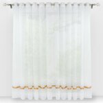 Rideaux courts voilage fentre en voile transparent avec ruban de satin  oeillets jaune h / l 170 x ...