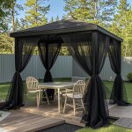 Rideaux dext�rieur voilage moustiquaire - mich - lot de 2 - l160 x h213 cm - noir - filtrer la lumi�re ...