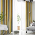 Rideau - double rideaux striped window drape removable perforated polyester all - match elegant curtain ...