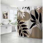 Rideau de douche feuille dautomne feuilles tropicales baignoire dcor moderne avec 12 crochets tissu ...