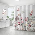 Rideau de douche floral en polyester papillon fleurs salle de bain dcorations de salle de bain avec ...