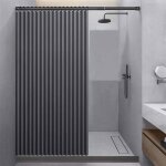 Rideau de douche gris lin 100x200 cm imperm�able pliable anti - �claboussures avec bord magn�tique label ...