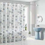 Rideau de douche - jormftte - 200x180 cm - anti - moisissure - blanc avec carrés bleus - design contemporain ... Rideau de douche - jormftte - 200x180 cm - anti - moisissure - blanc avec carrés bleus - design contemporain ...