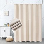Rideau de douche en lin beige anti - moisissure avec ourlet lest� imperm�able � s�chage rapide avec 12 ...