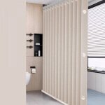 Rideau de douche magn�tique pliable imperm�able et anti - moisissure lin �pais sans doublure beige 120x180 ...