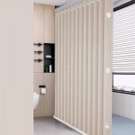Rideau de douche magn�tique pliable imperm�able et anti - moisissure tissu lin �pais sans doublure beige ...