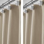 Rideau de douche en m�lange de coton - chic motif gaufre - lot de 2 - blanc / lin