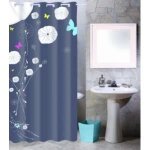 Rideau de douche en polyester msv - butterflies - 180x200cm - motif po�tique - gris