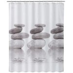 Rideau de douche - stones - 100% polyester - 180 x 200 cm - blanc - accessoires de salle de bain Rideau de douche - stones - 100% polyester - 180 x 200 cm - blanc - accessoires de salle de bain