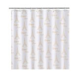 Rideau de douche tissu blanc et dor bonjour paris 0000000
