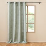 Rideau tamisant 140 x 280 cm piana sauge - polyester imprim� m�tallis� ?illets