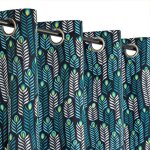 Rideau imprimé toucher velours à ?illets bleu 140x240cm prêt a poser Rideau imprimé toucher velours à ?illets bleu 140x240cm prêt a poser