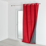Rideau isolant et occultant en velours doublé polaire rouge 135x280 cm Rideau isolant et occultant en velours doublé polaire rouge 135x280 cm