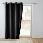 Rideau isolant thermique � ?illets 140 x 260 cm ? velours relief ? polarchic noir