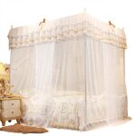Rideau de lit  baldaquin - luxe - moustiquaire  trois ouvertures - polyester - blanc - taille m