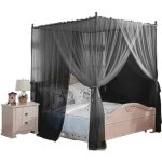 Rideau de lit dangle en dacron avec moustiquaire ultra grande - uarter - noir - 210 x 190 x 240 cm