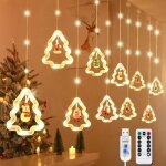 Rideau lumineux no�l - amoune - guirlande lumineuse - 100 led - 8 modes d�clairage - �tanche ip55