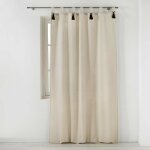 Rideau a passants + pompons 140 x 240 cm polycoton uni cyrine Rideau a passants + pompons 140 x 240 cm polycoton uni cyrine