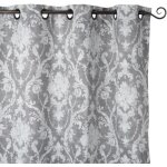 Rideau obscurcissant ?llets motif grandes fleurs baroques - gris anthracite - 145 x 260 cm