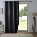 Lot de 2 rideaux occultants 140 x 260 cm velours relief noir - 100% occultant doublure isolante ?illets ...
