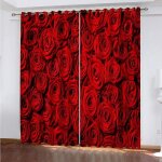 Rideaux occultants 3d - fleur rose rouge - impression num�rique en polyester - 60x120cm