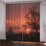 Rideau occultant 60x120cm x 2pcs rouge paysage coucher de soleil isolant thermique insonorisation [113] ...