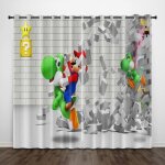 Rideaux occultants - anime mario - 2 panneaux 60x160cm - multicolore - passe - tringle