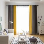 Rideau occultant assombrissant isolant thermique doux pour chambre de salon gris et jaune 1pcs Rideau occultant assombrissant isolant thermique doux pour chambre de salon gris et jaune 1pcs