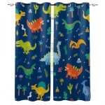 Rideaux occultant dinosaure bleu marine rideaux thermiques isolants salon modernerideau chambre fille ...
