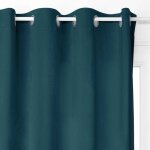 Rideau occultant  dolce  velours -  oeillets - bleu canard 140x260 cm - bleu canard - atmosphera createur ...