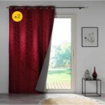 Lot de 2 rideaux a oeillets 140 x 260 cm 100% occultant / jacquard lunella bordeaux