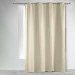 Rideau occultant � ?illets 135 x 280 cm - naturel beige grande hauteur