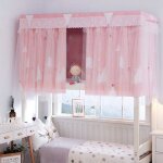 Rideau occultant pour lit mezzanine couvre - lit mi - hauteur anti - insectes avec voilage 135 x 200 ...