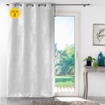 Lot de 2 rideaux occultants 135 x 240 cm m�lodie velours frapp� blanc ?illets